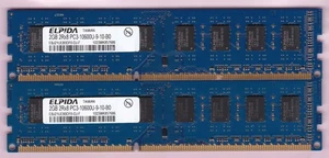 4GB 2x2GB PC3-10600 DDR3-1333 ELPIDA EBJ21UE8BDF0-DJ-F Blue Ram Memory Kit TW - Picture 1 of 3