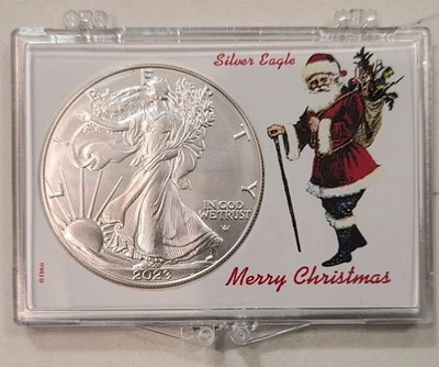 ** 2023  American Silver Eagle - 1 oz .999 Silver in Christmas Gift Case ** - Image 1 of 4