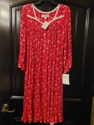 Camisón tejido modal algodón floral rojo y blanco Eileen West talla pequeña  Foto 1 de 2