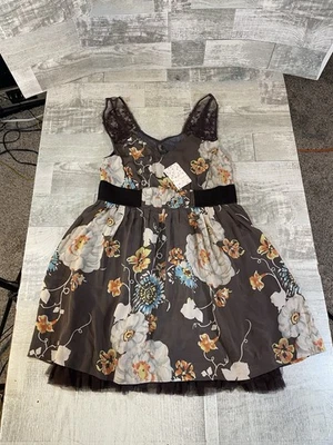 Free People Brown Floral Lace Strap Dress Size 8 NEW With Tags - Image 1 of 4