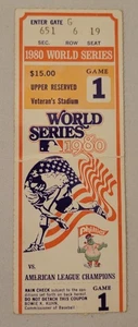 Biglietto 1 partita World Series 1980 Stub Veteran's Stadium - Phillies vs. Royals - Foto 1 di 6