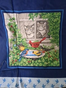 Cranston Vintage Fabric Cats And Birds Window Pillow Quilt 34 X 44 - Picture 1 of 5