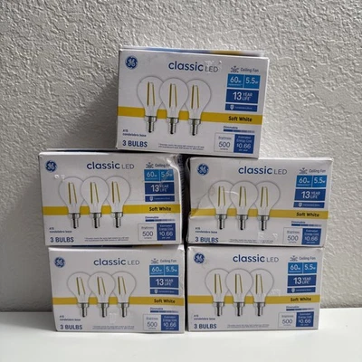 Ceiling Fan Classic LED Soft White 3-pack Candelabra Base Bundle of 5 Dimmable - Image 1 of 4