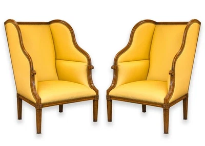 Pair of William Switzer Louis XVI Style Porter Highback Contemporary Armchairs - Image 1 of 4