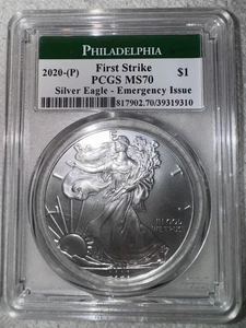 American Eagle 2020-P $1 plata graduación profesional MS70 FS Philadelphia emisión de emergencia - Imagen 1 de 3