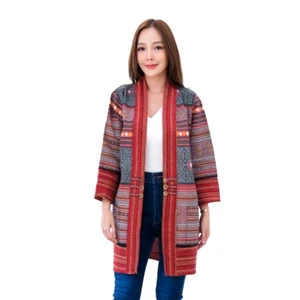 Cárdigan de algodón suéter largo tailandés manga mujer frente abierto bata algodón largo Pri - Imagen 1 de 8