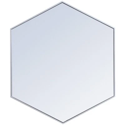 Maklaine Modern 35" x 41" Hexagonal Metal Frame Mirror in Silver - Image 1 of 4