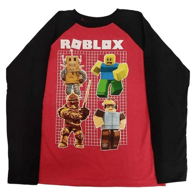 (Roblox) Boy's Red/Black Long Sleeve T-Shirts, Kid's Sizes S-XL (8-18) - Image 1 of 4