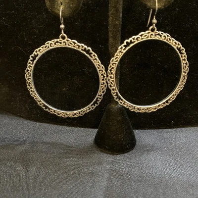 BRIGHTON Xtra Large Silvertone Open Design Hoop Pierced Earrings - Image 1 of 4