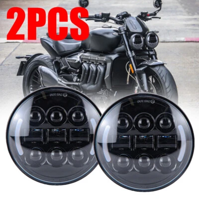 Faro LED negro para Triumph Speed/Street Triple Thunderbird Rocket3 2X 5,75" Foto 1 de 4