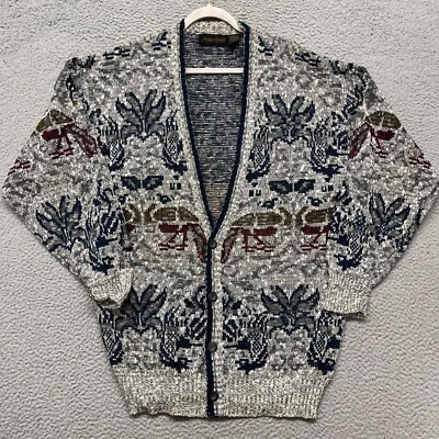 Vtg Michael Gerald Sweater Mens LT Gray Acrylic Grandpa Cardigan Reto Heritage - Image 1 of 4