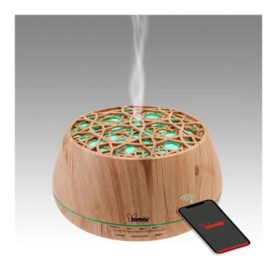 Bimar Diffusore di Aromi Cromoterapia Luci e Cassa WiFi 400 ml Legno Chiaro DA26 - Immagine 1 di 3