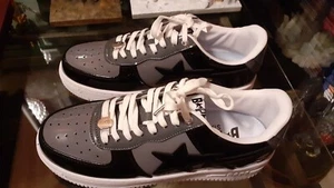 BAPESTA A BATHING APE STA LOW BLACK GREY SIZE 11UK - Picture 1 of 11