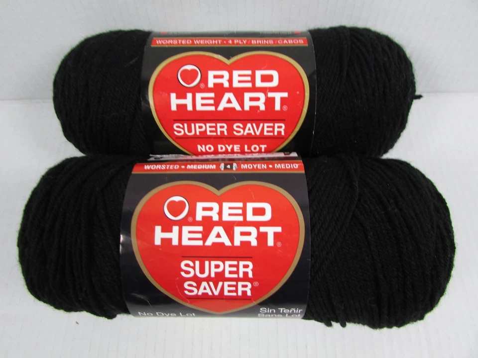 Red Heart Super Saver Yarn Acrylic Worsted 4 Ply #0312 Black 7 Oz/364 Yds