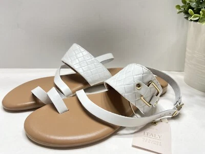 NUEVO L'artigiano Lucchese Mujer Puntera Lazo Sandalias Blanco Hecho en Italia Talla 7.5 Foto 1 de 4
