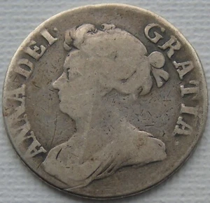 1710 Queen Anne Silver Shilling Roses & Plumes Early Milled, 25mm 5.66g, rare - Picture 1 of 2