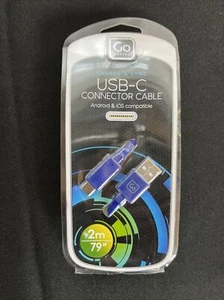 Go Travel USB-C Connector Cable Android 79" Blue Cord NEW - Picture 1 of 2