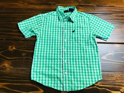 Wrangler 男童衬衫,中号,绿色白色,方格,纽扣 — 第 1/4 张图片