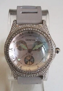 Men's Stone Silver/Gray Leather Band Fashion Dressy/Casual Hip Hop Watch - Picture 1 of 6