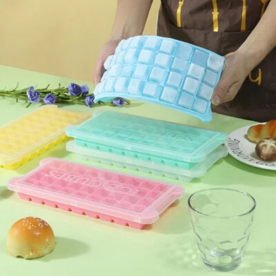 2pcs Eiswürfelform Waben Eiswürfelbehälter mit Deckel 36 Eiswürfel Cube Silikon - Bild 1 von 4