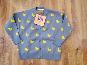 NWT Tiny Cottons Barcelona Ducks Cardigan V-neck 100% cotton blue/yellow 10Y boy - Picture 1 of 2