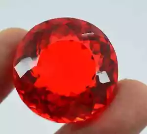 71 Karat natürlicher roter Topas runder Schnitt facettiert zertifiziert loser Edelstein + kostenloses Geschenk - Bild 1 von 6