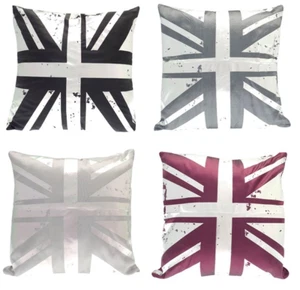 COPRICUSCINO NON IMBOTTITO METALLIC UNION JACK CONFEZIONE DOPPIA IN 4 COLORI 43x43cm - Foto 1 di 5