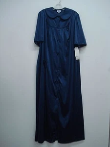USA Made Nancy King Lingerie Soft Luster Nylon Robe Size Medium Navy #697N - Picture 1 of 2