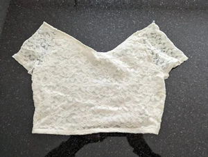 Topshop Top Shop Crop-Top elfenbeinfarben Spitze Gr. UK 12 Damen - Bild 1 von 2