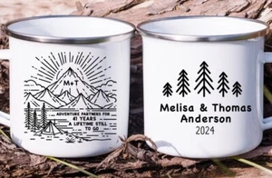 41st Year Wedding Anniversary Camper Mug Mountain Hiking Adventure Couple Gift - Picture 1 of 7