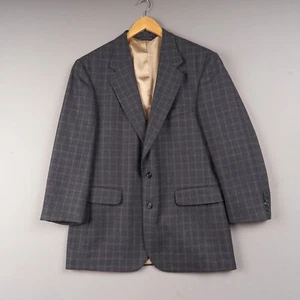 Lands’ End Sport Coat 40R Gray Windowpane Check Lambswool Blazer - Picture 1 of 17