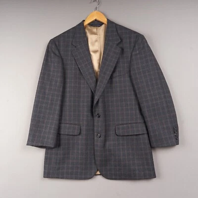 Lands’ End Sport Coat 40R Gray Windowpane Check Lambswool Blazer - Image 1 of 4