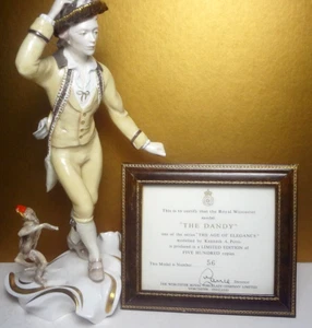 1977 ROYAL WORCESTER DANDY-LIMITED 56/500 - AGE of ELEGANCE-w/CERT.FRAMED-MONKEY - Picture 1 of 17