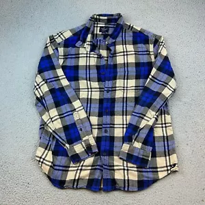 American Eagle Shirt Mens XL Blue Plaid Long Sleeve Button Up Flannel Adult - Picture 1 of 11