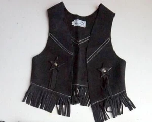 Prem BLACK Suede Leather costume Western Cowboy Kids Youth Vest ONLY MED - Picture 1 of 1