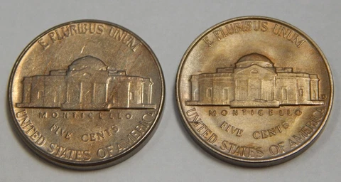 1951-P & 1951-D Jefferson Nickels - UNC - Mint Error - Planchet Defects Cover