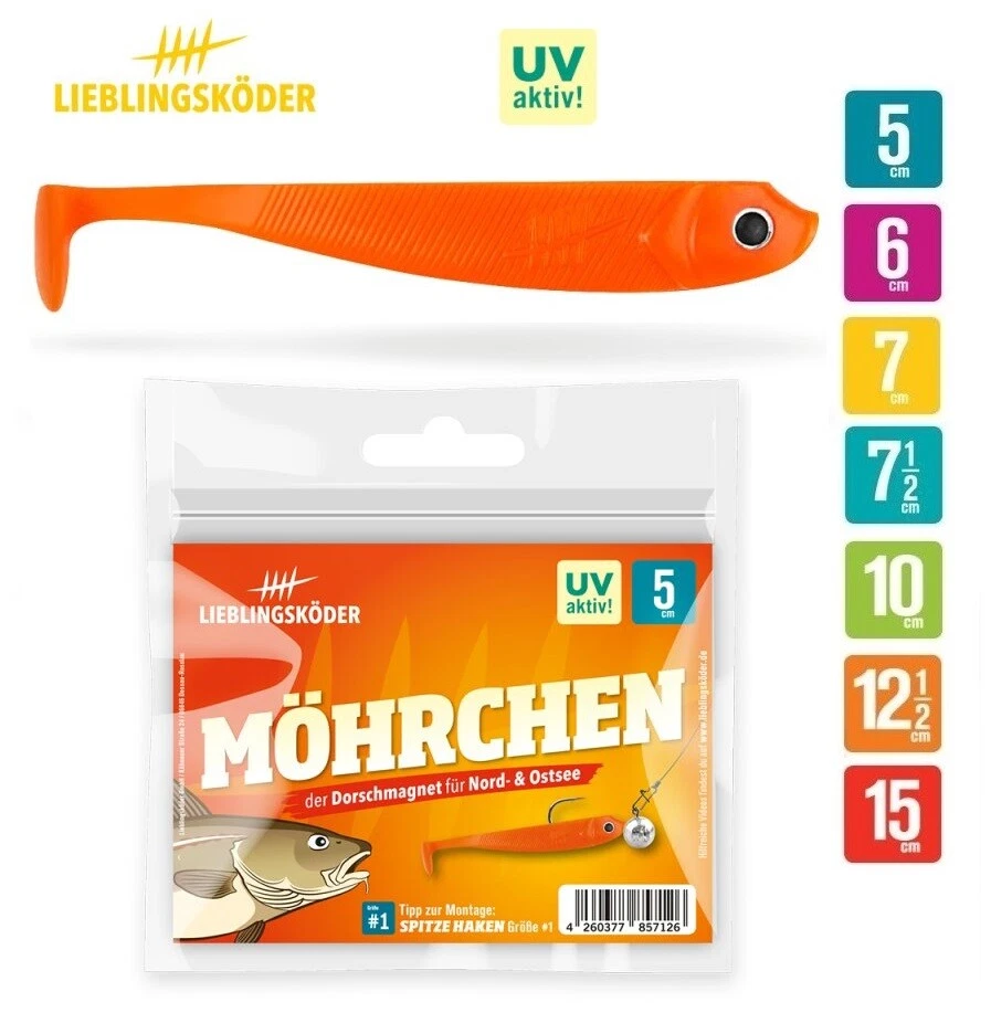 Lieblingsköder Möhrchen Gummifische 5cm - 15cm Gummiköder - Bild 1 von 1