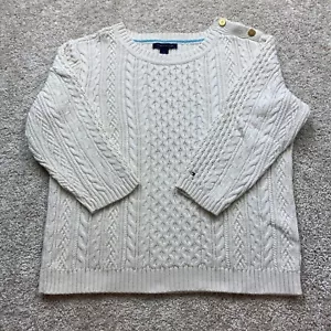 Tommy Hilfiger Cable Knit 3/4 Sleeves Pullover Sweater , Women's M (Cream) - Picture 1 of 9