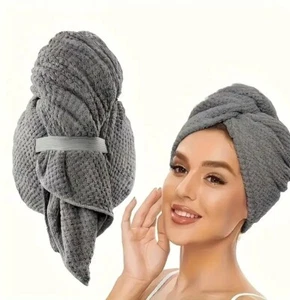 Turban Hair Towel Micro fibre Head Wrap Soft Elastic Tie Back Holds In Place - Picture 1 of 4