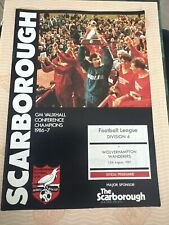 1987 Scarborough V Wolverhampton 1st Home Game In Football League Programme