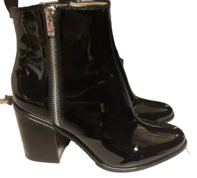 calvin klein boots women’s 7.5 black patent double zip booties Black - So Sassy! - Image 1 of 4