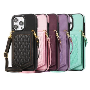Leather Wallet Mirror Phone Case For iPhone 11 12 13 14 15 16 Pro Max XR 7 8 SE - Picture 1 of 16