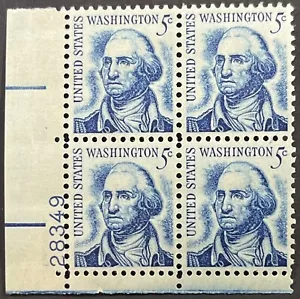 US Scott #1283, 5c George Washington, Shiny Gum Var., P.B. of 4, MNH, Very Fine - Picture 1 of 2