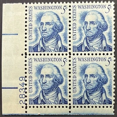 US Scott #1283, 5c George Washington, Shiny Gum Var., P.B. of 4, MNH, Very Fine - Image 1 of 2