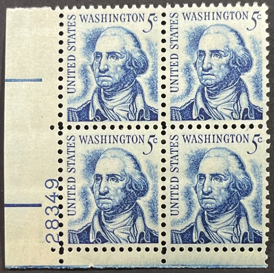 US Scott #1283, 5c George Washington, Shiny Gum Var., P.B. of 4, MNH, Very Fine - Image 1 of 2