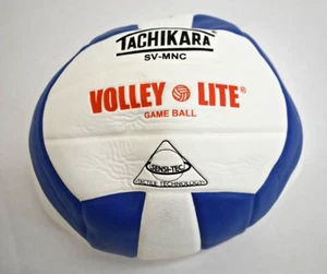 Palla da gioco Tachikara SV-MNC Senci-Tec in pelle F-14 Volley Lite blu e bianco - Foto 1 di 4