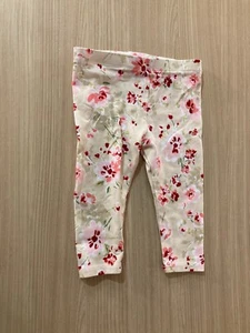 Bonnie Baby Tan Red Floral Print Leggings 3-6 Months Cotton Blend Elastic Waist - Picture 1 of 3