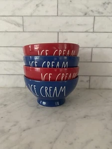 RAE DUNN 4th of July LL ICE CREAM Red Blue Set of 4 Bowls By Magenta - Picture 1 of 6
