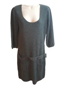 Tweeds Grey Knit Merino Wool Blend Dress,3/4 Sleeves,Womens Size M. - Picture 1 of 9
