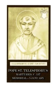 Pope Saint Telesphorus (2" x 3 1/2") Heavy Paperstock Holy Card - Picture 1 of 2